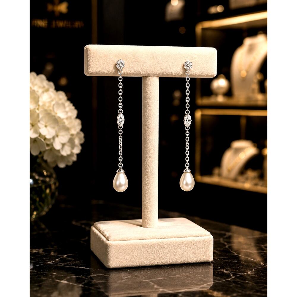 Adornia White Rhodium Swarovski Crystal Accented & 7mm Freshwater